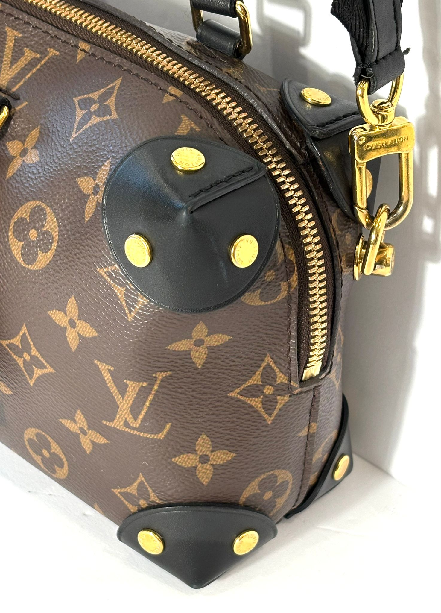 LOUIS VUITTON MONOGRAM CANVAS & LEATHER PETITE MALLE SOUPLE CROSSBODY