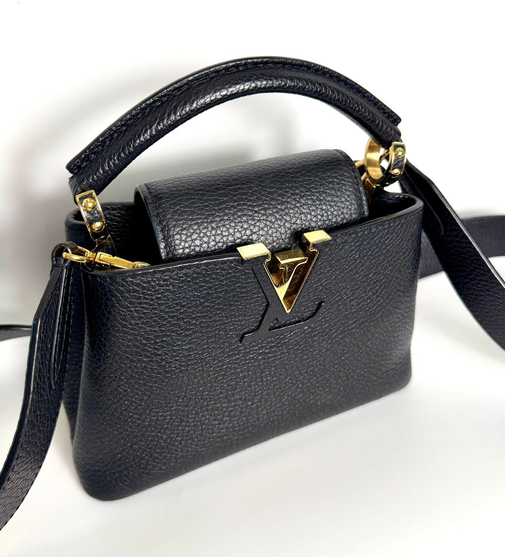 LOUIS VUITTON TAURILLON LEATHER MINI CAPUCINES BAG