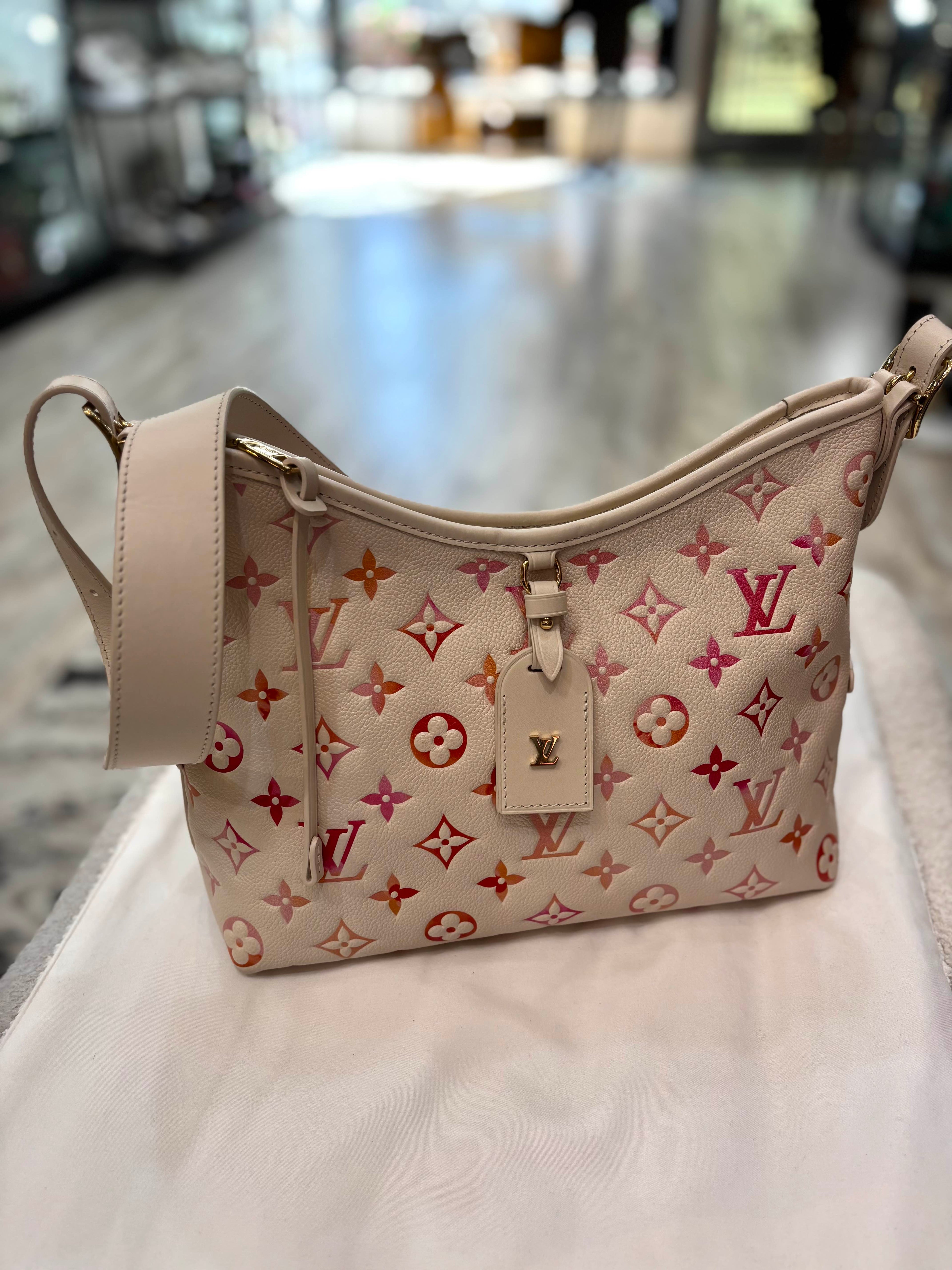 LV MONOGRAM SUNRISE AQUARELLE EMPREINTE LEATHER CARRYALL PM BAG