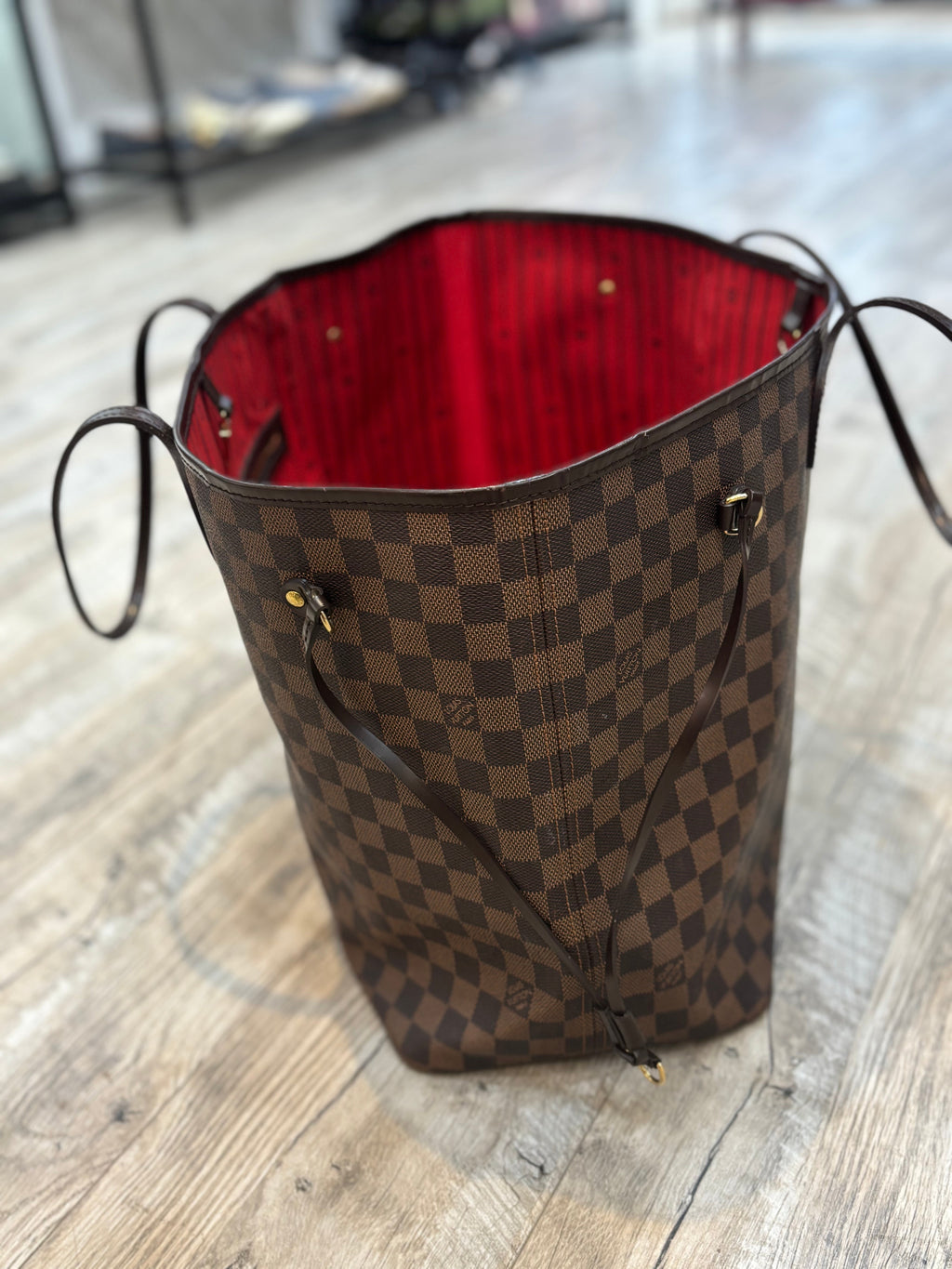 LOUIS VUITTON DAMIER EBENE NEVERFULL GM TOTE BAG