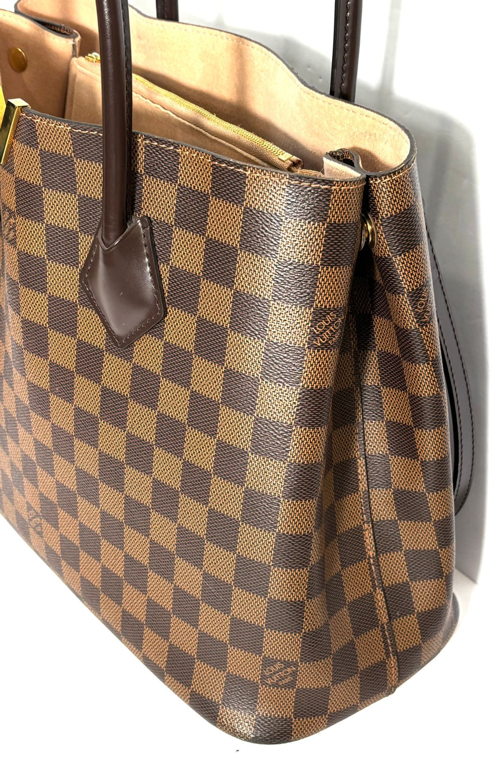 LOUIS VUITTON KENSINGTON-DAMIER EBENE CANVAS SATCHEL