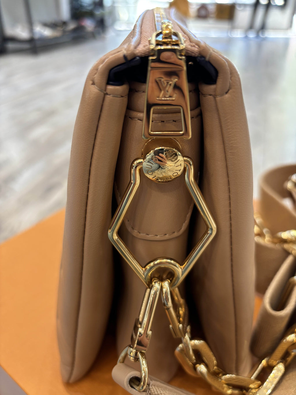 LOUIS VUITTON LAMBSKIN EMBOSSED MONOGRAM COUSSIN PM BAG
