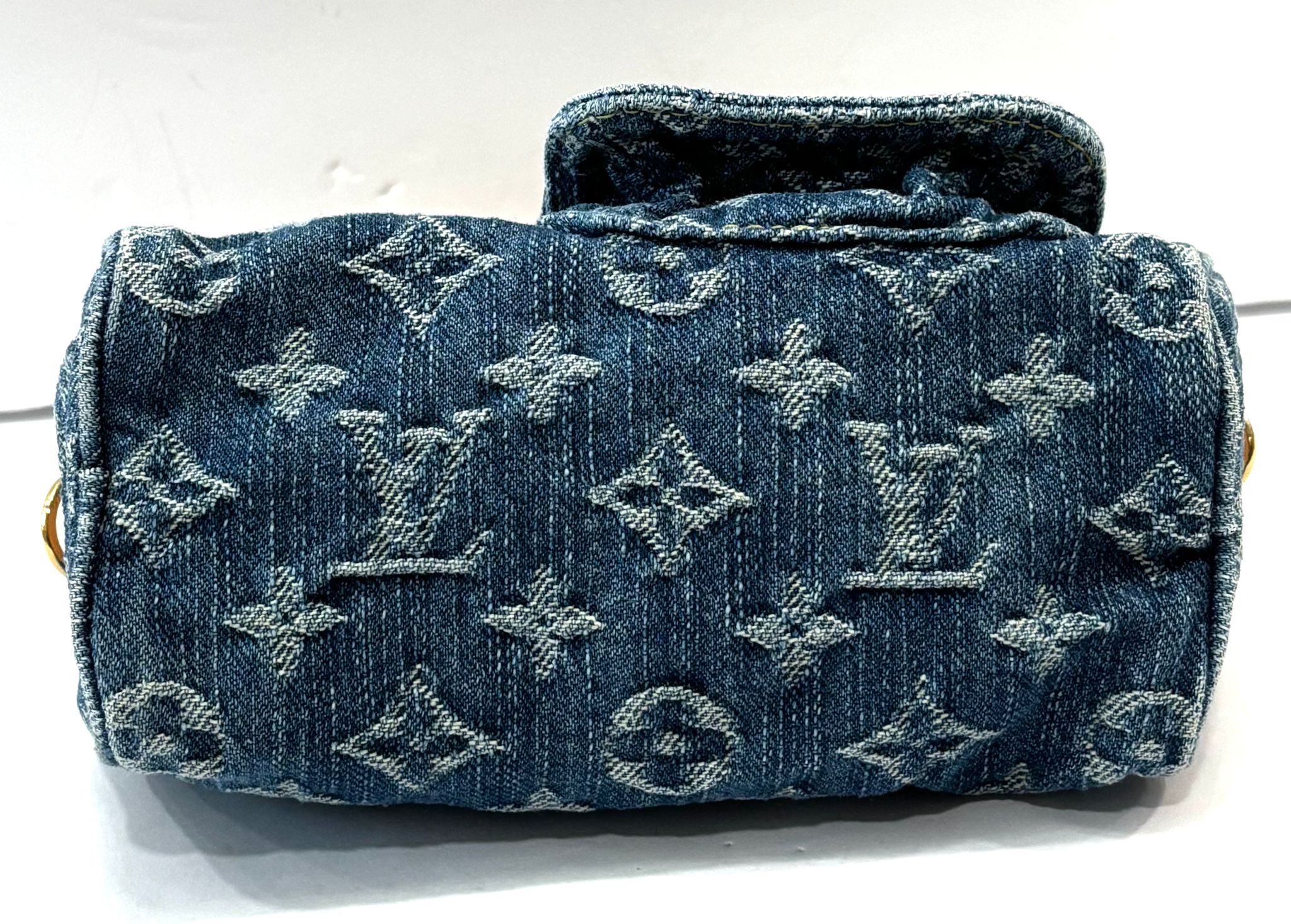 LOUIS VUITTON LV REMIX NANO SPEEDY BLUE DENIM HANDBAG