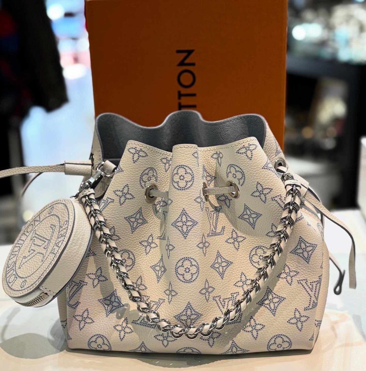 LOUIS VUITTON BELLA MAHINA PERFORATED CALFSKIN LEATHER BAG