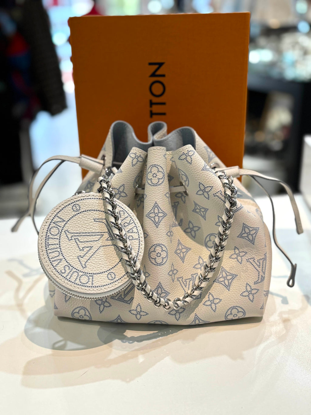 LOUIS VUITTON BELLA MAHINA PERFORATED CALFSKIN LEATHER BAG