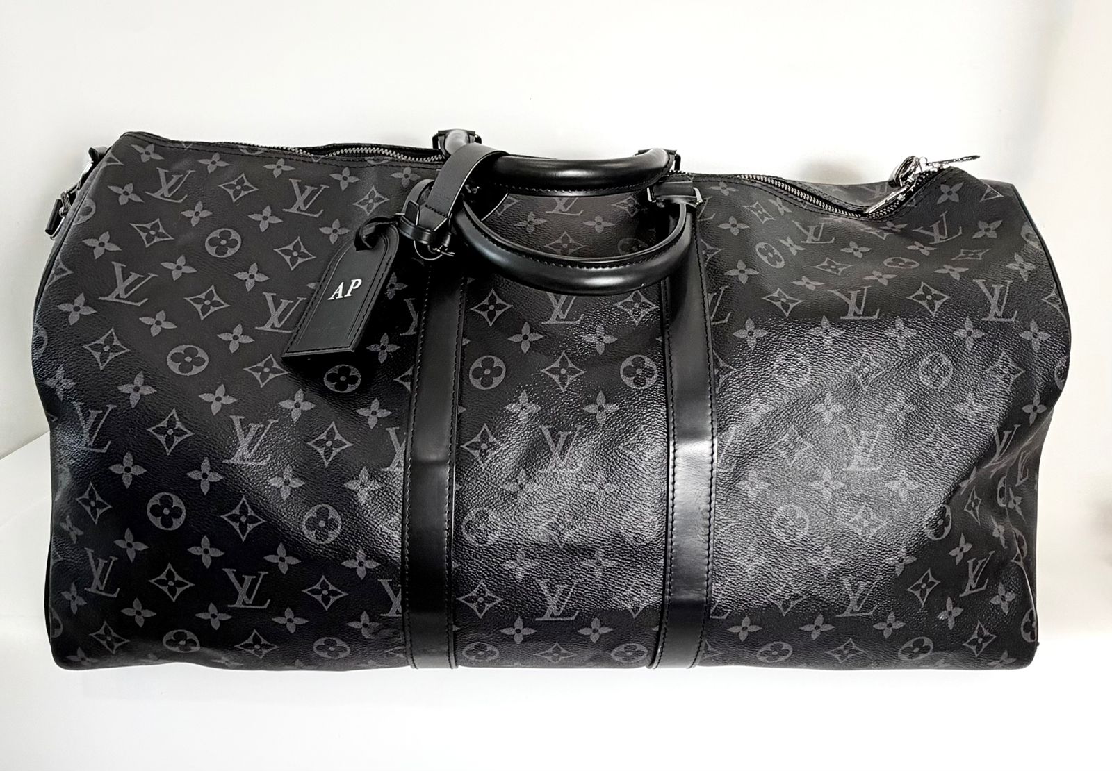 LOUIS VUITTON MONOGRAM ECLIPSE KEEPALL BANDOULIÈRE 55 DUFFLE BAG