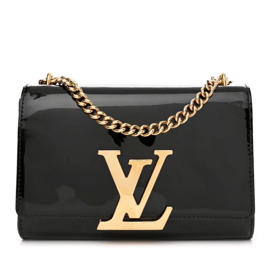 LOUIS VUITTON PATENT LOUISE MM SLIDING CHAIN SHOULDER BAG