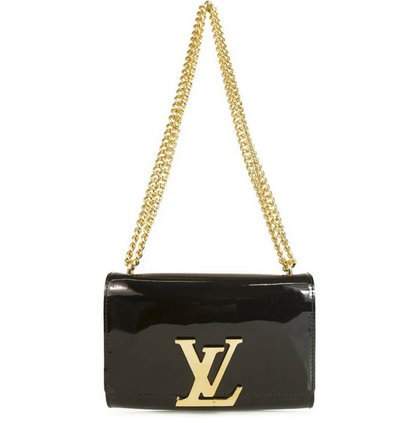 LOUIS VUITTON PATENT LOUISE MM SLIDING CHAIN SHOULDER BAG