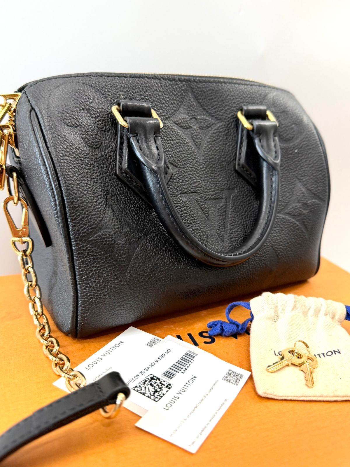LV MONOGRAM SPEEDY 20 BANDOULIÈRE EMPREINTE LEATHER BAG
