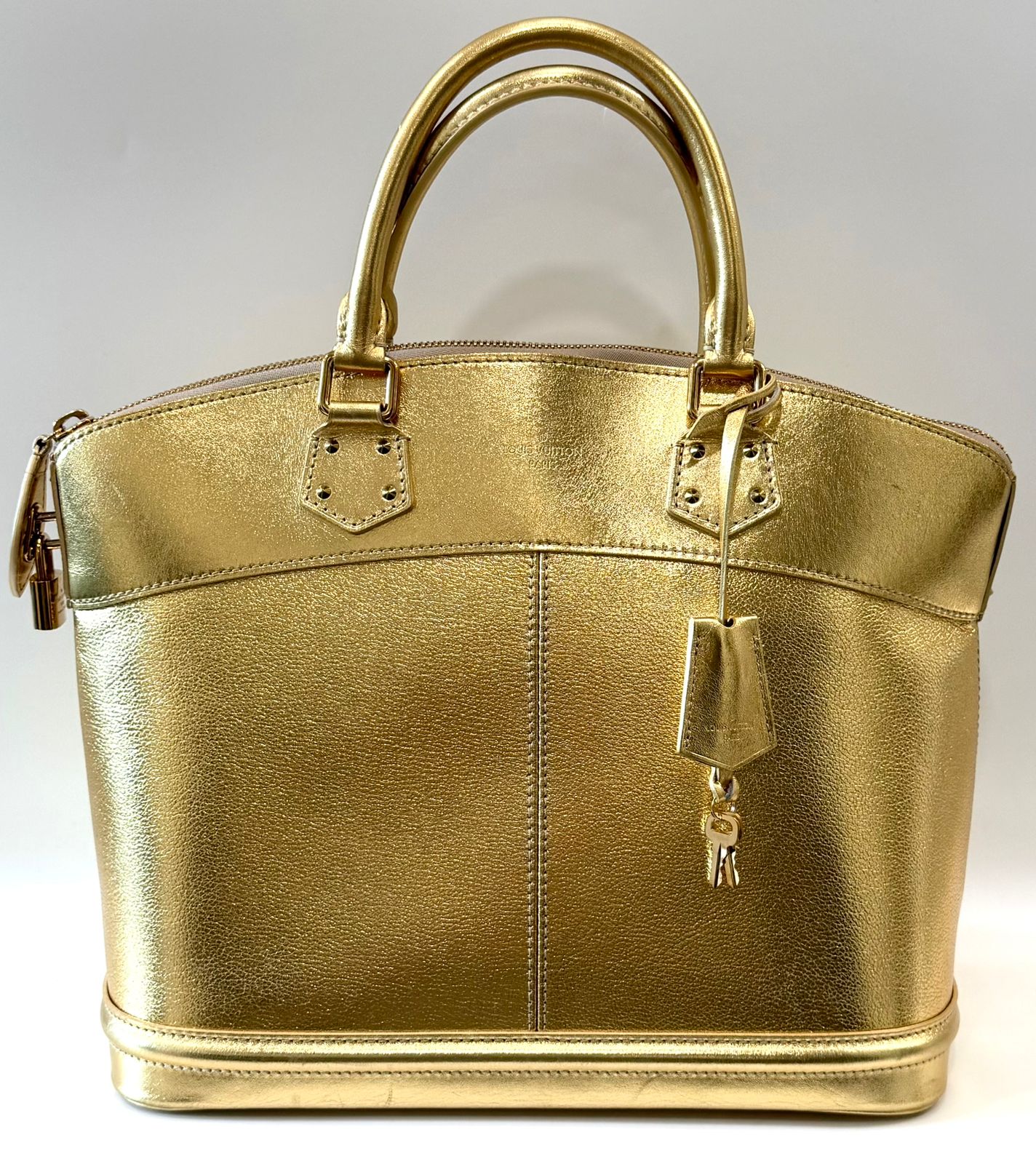 LOUIS VUITTON SUHALI METALLIC CALFSKIN LEATHER LOCKIT MM HANDBAG