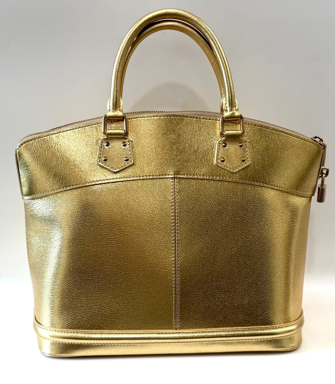 LOUIS VUITTON SUHALI METALLIC CALFSKIN LEATHER LOCKIT MM HANDBAG