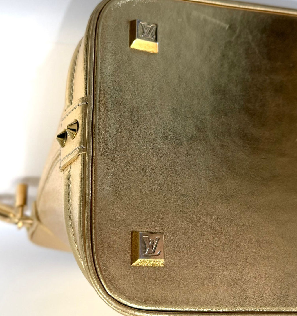 LOUIS VUITTON SUHALI METALLIC CALFSKIN LEATHER LOCKIT MM HANDBAG