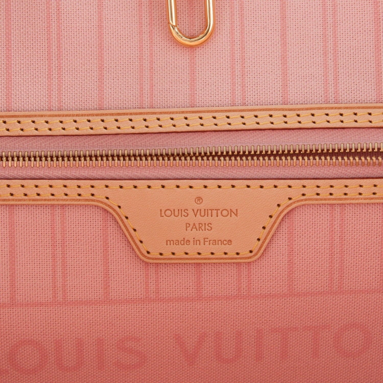 LOUIS VUITTON DAMIER AZUR NEVERFULL MM ROSE BALLERINE WITH POCHETTE