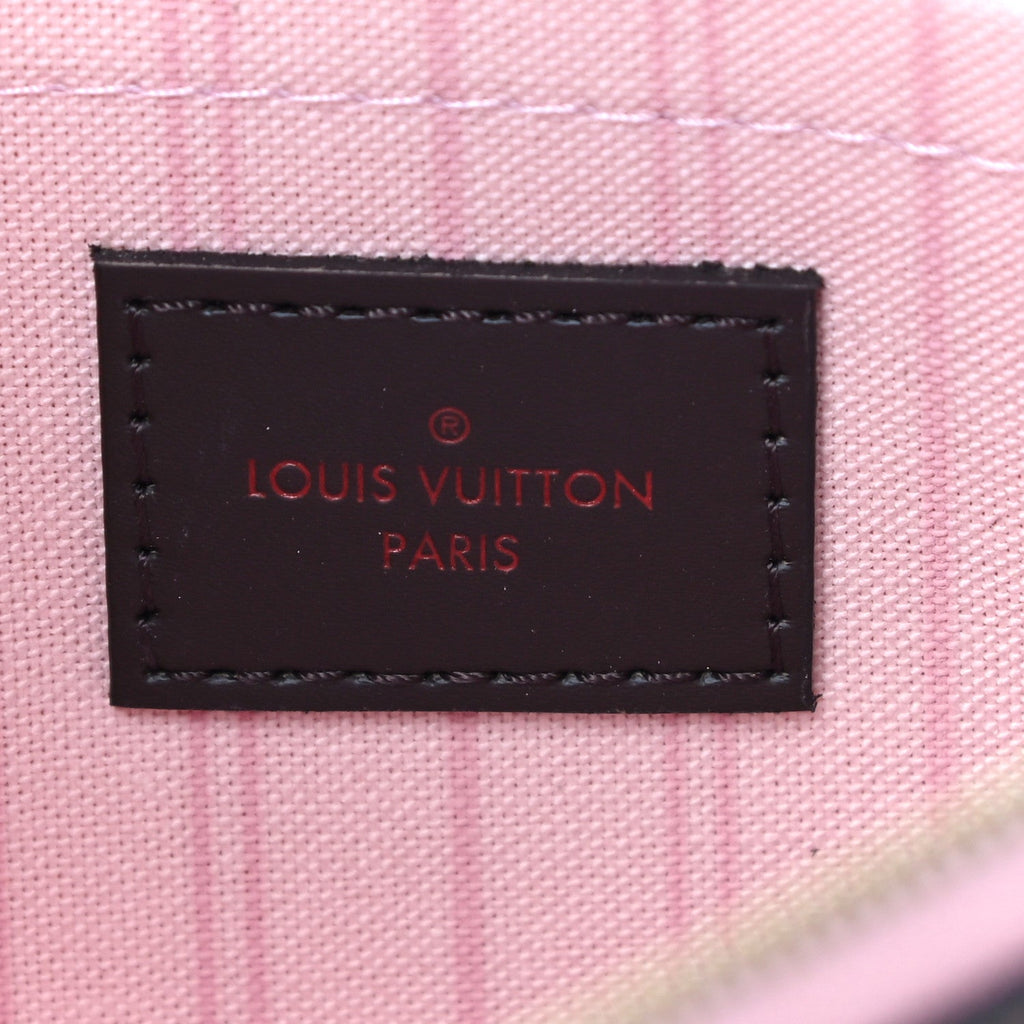 LOUIS VUITTON Damier Ebene Neverfull MM GM Pochette Rose Ballerine