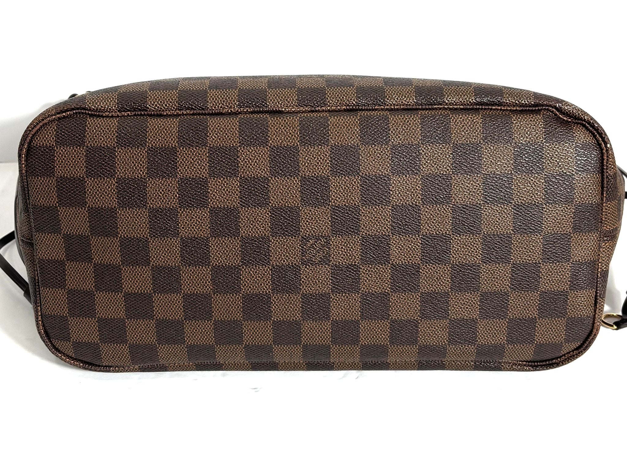 LOUIS VUITTON DAMIER EBENE NEVERFULL MM TOTE BAG CERISE RED