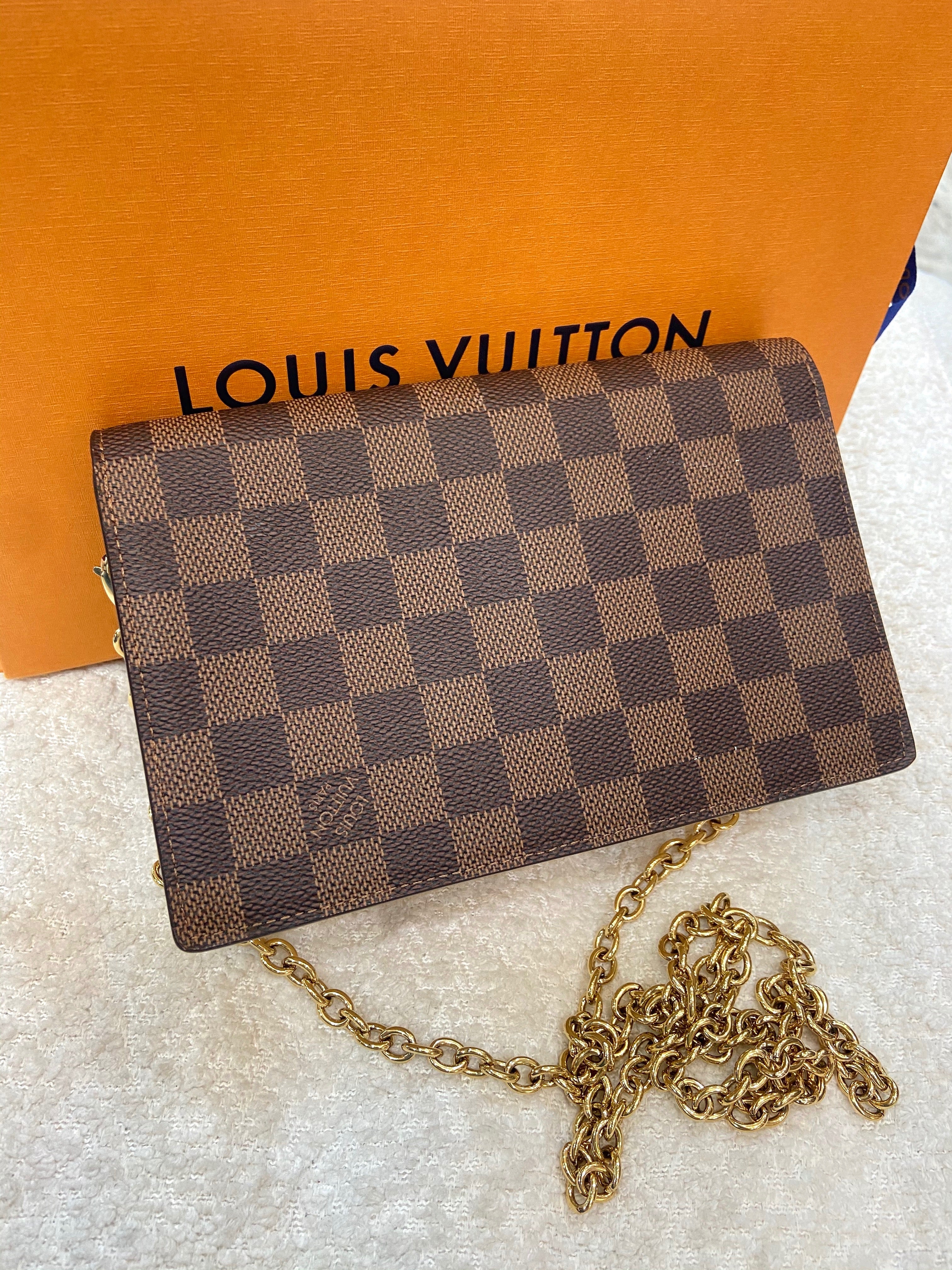 LOUIS VUITTON DAMIER EBENE VAVIN CHAIN WALLET ON CHAIN CREAM