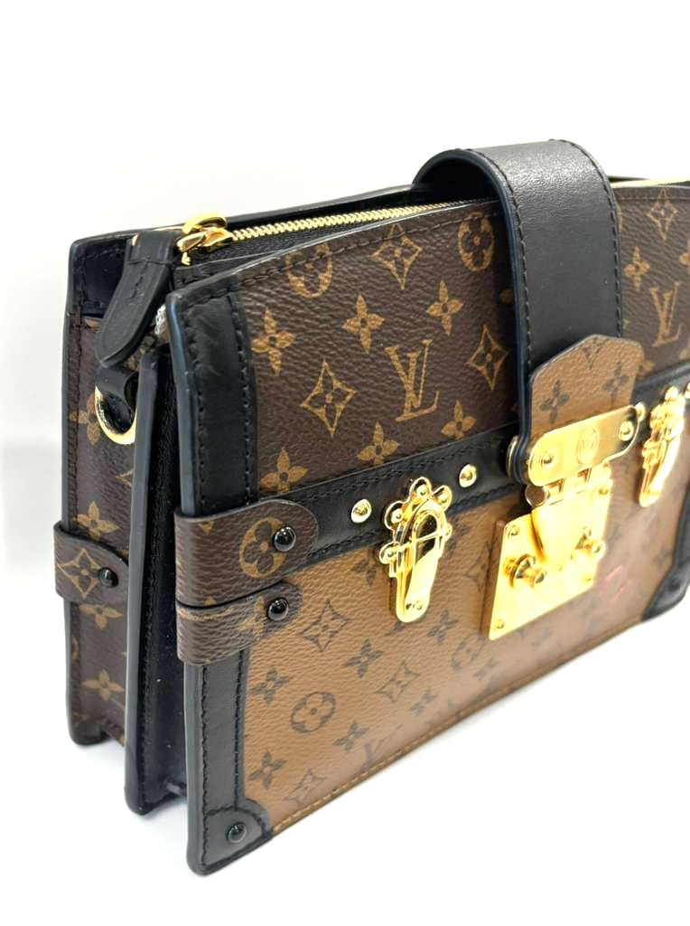 LV REVERSE MONOGRAM CANVAS PETITE MALLE CLUTCH & SHOULDER BAG