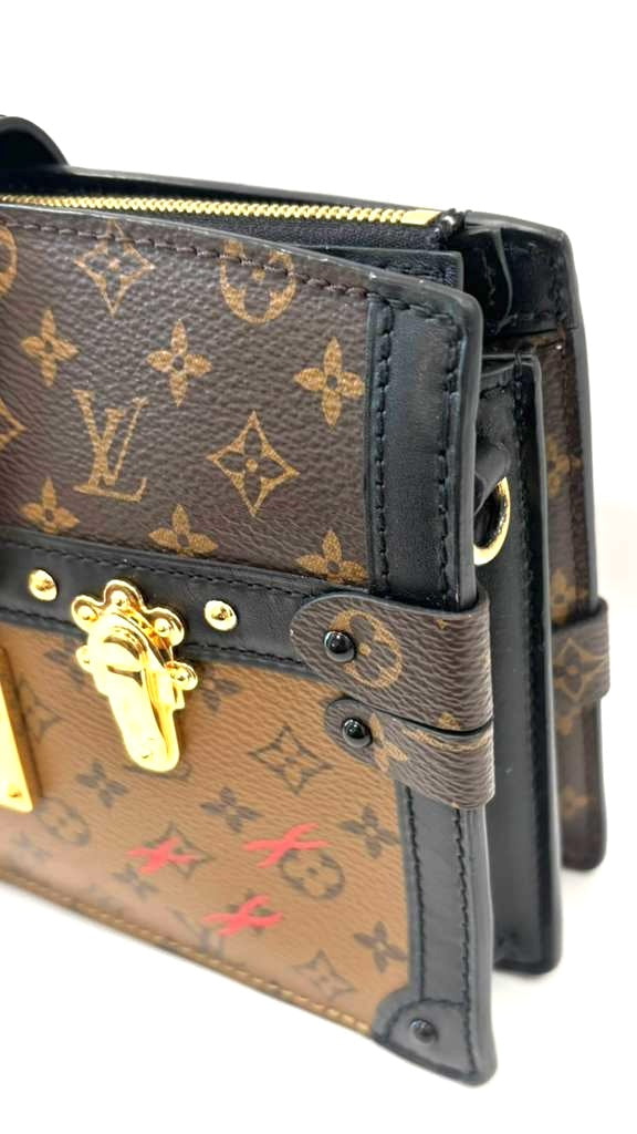 LV REVERSE MONOGRAM CANVAS PETITE MALLE CLUTCH & SHOULDER BAG