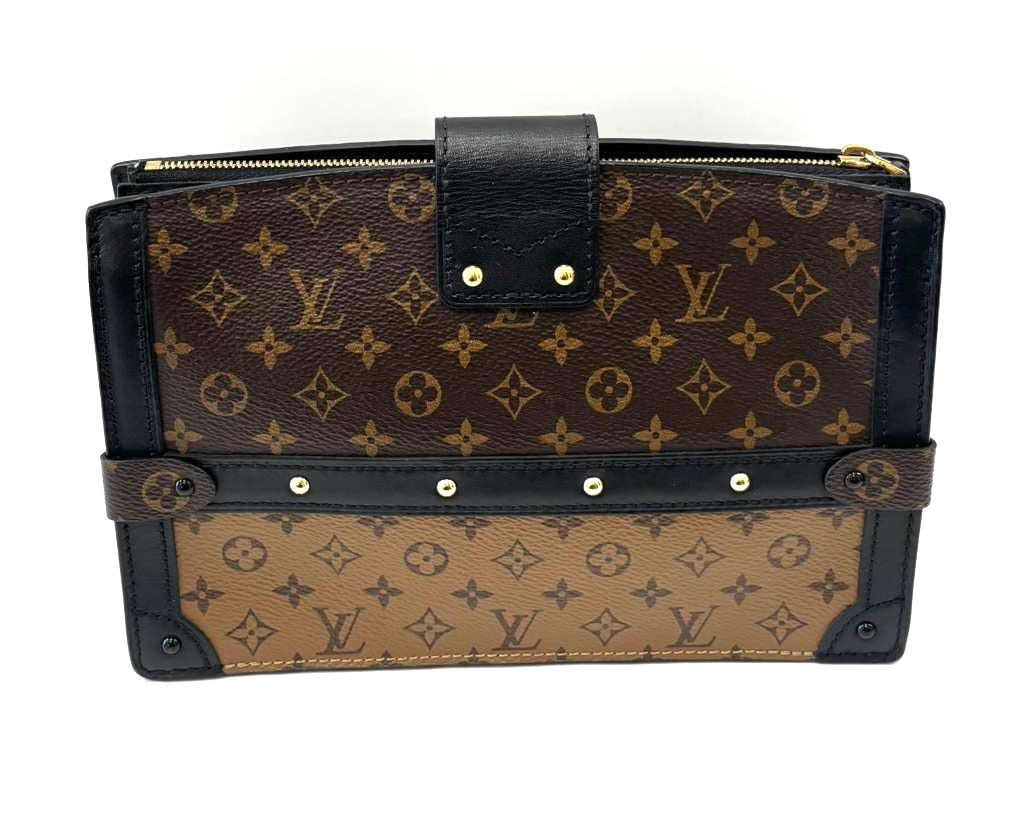 LV REVERSE MONOGRAM CANVAS PETITE MALLE CLUTCH & SHOULDER BAG