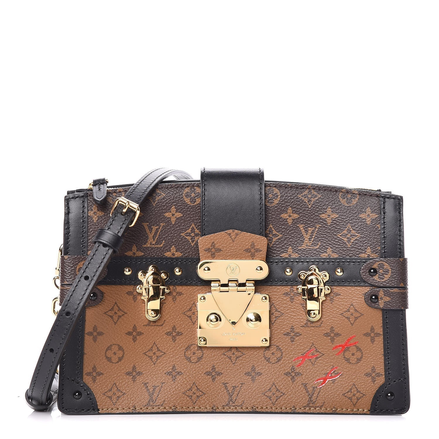 LV REVERSE MONOGRAM CANVAS PETITE MALLE CLUTCH & SHOULDER BAG