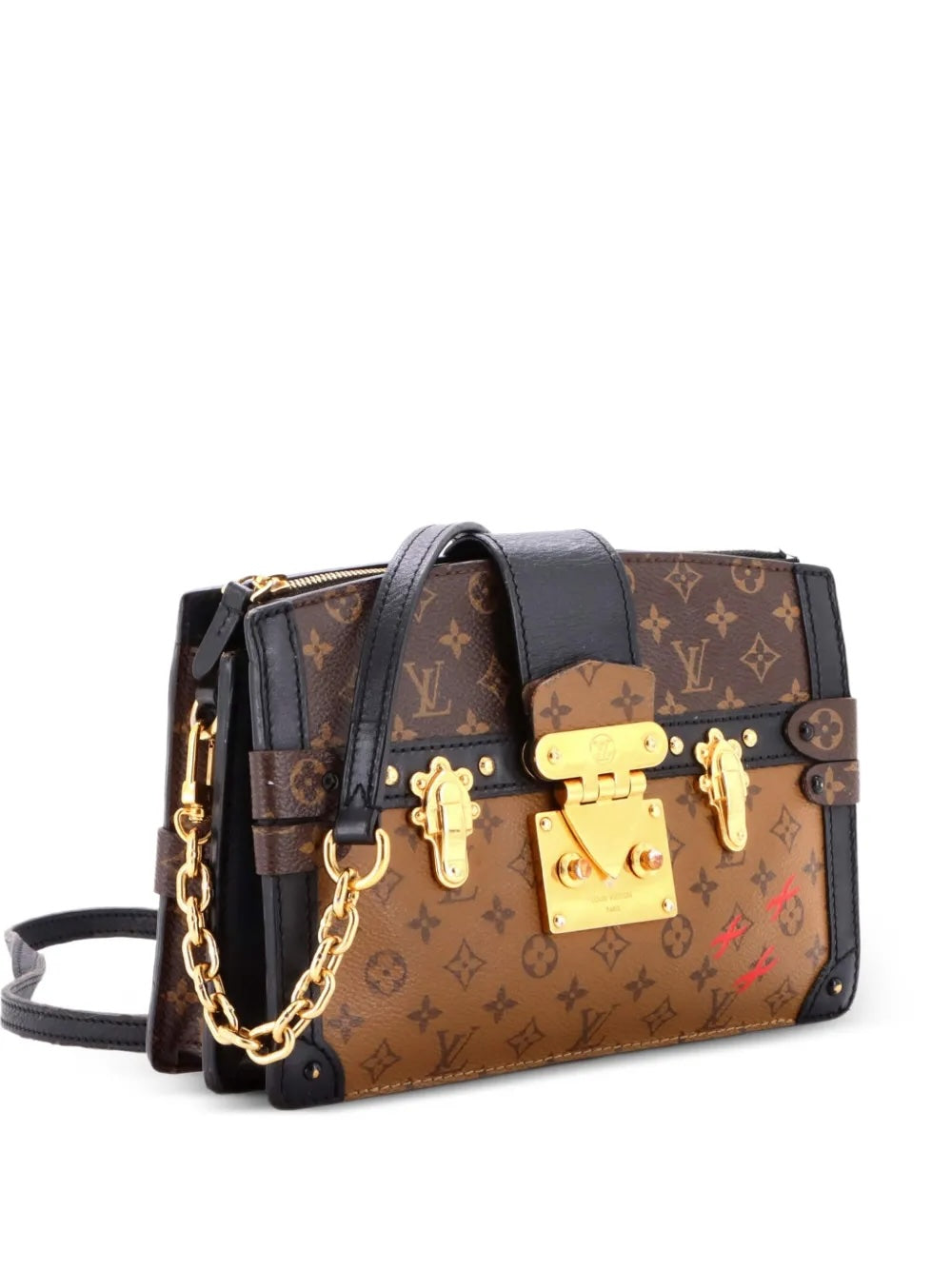 LV REVERSE MONOGRAM CANVAS PETITE MALLE CLUTCH & SHOULDER BAG