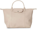 LongChamp Le Pliage Cuir Beige Leather Top Handle Leather Tote