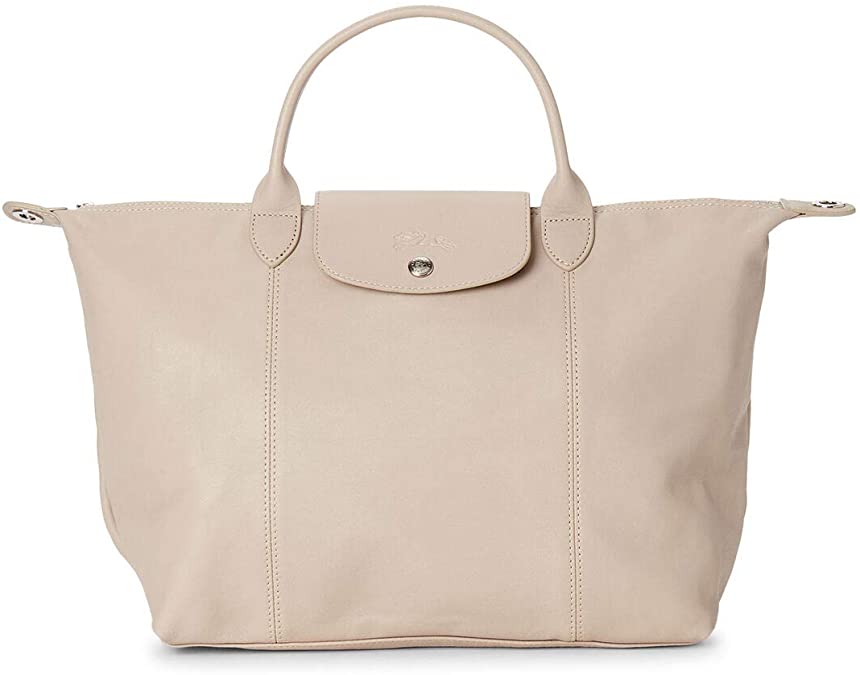 LongChamp Le Pliage Cuir Beige Leather Top Handle Leather Tote