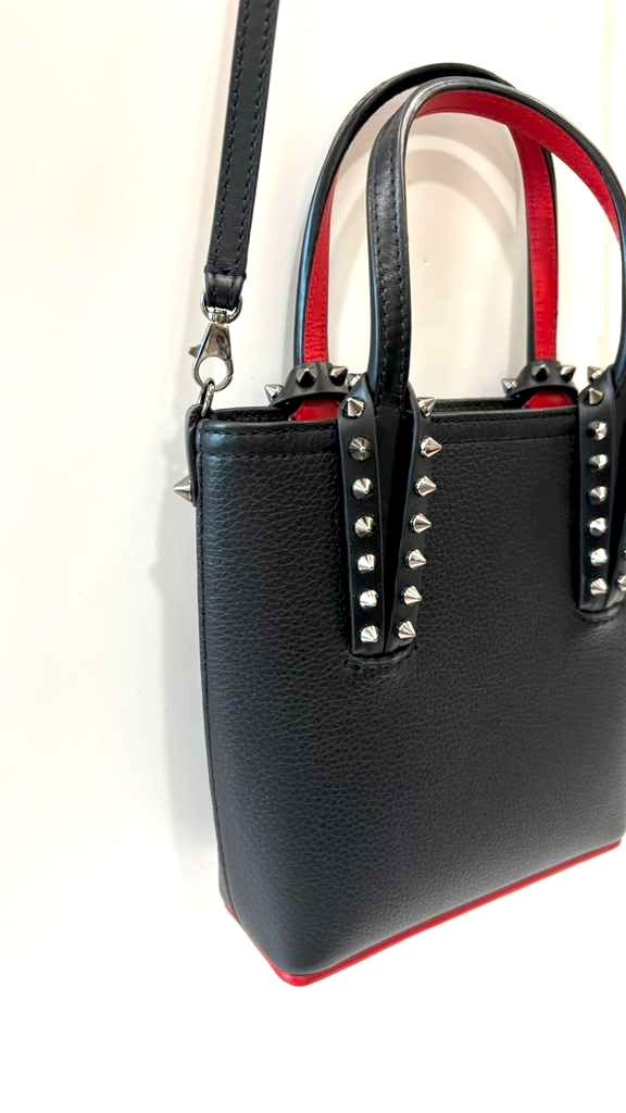 LOUBOUTIN CALFSKIN LEATHER MINI CABATA TOTE BAG