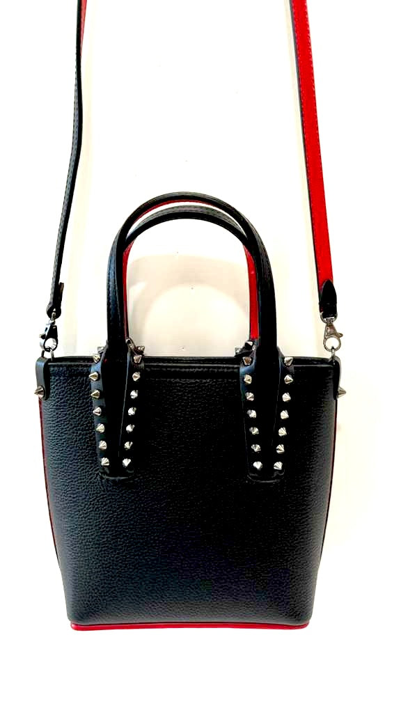 LOUBOUTIN CALFSKIN LEATHER MINI CABATA TOTE BAG
