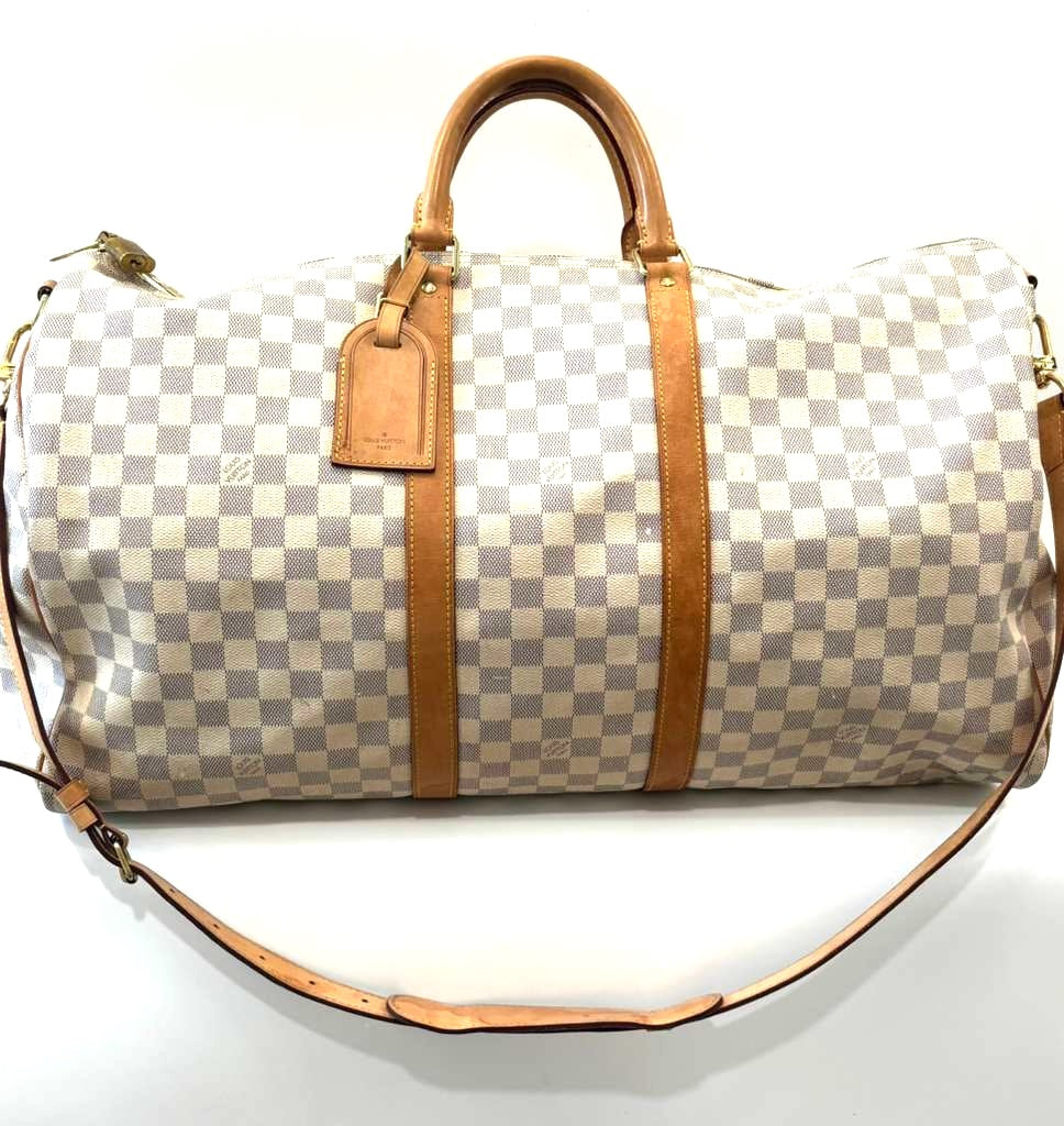 LOUIS VUITTON DAMIER AZUR KEEPALL 55 BANDOULIÈRE SHOULDER BAG