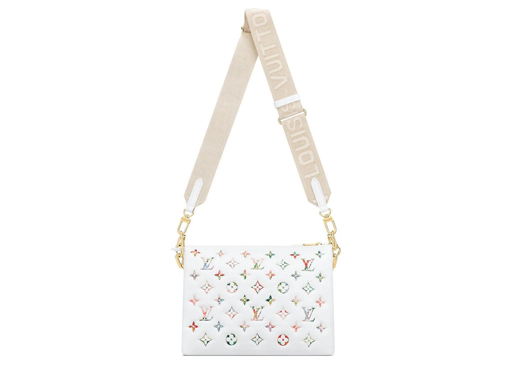LOUIS VUITTON MULTICOLOR FLOWER MONOGRAM EMBOSSED LAMBSKIN COUSSIN PM BAG