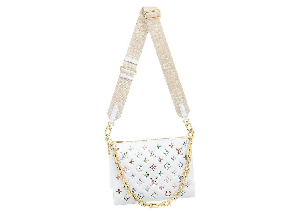 LOUIS VUITTON MULTICOLOR FLOWER MONOGRAM EMBOSSED LAMBSKIN COUSSIN PM BAG