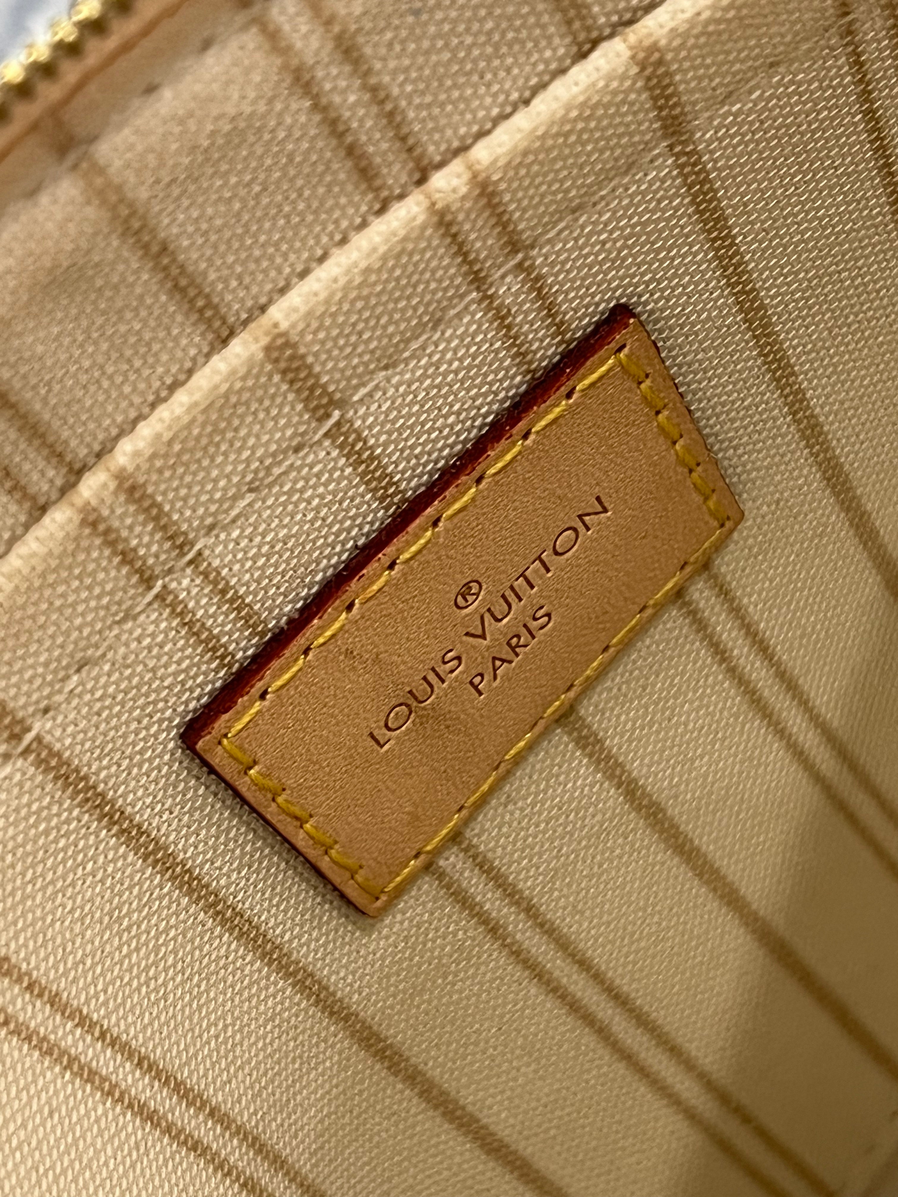 LOUIS VUITTON DAMIER AZUR NEVERFULL MM GM POCHETTE