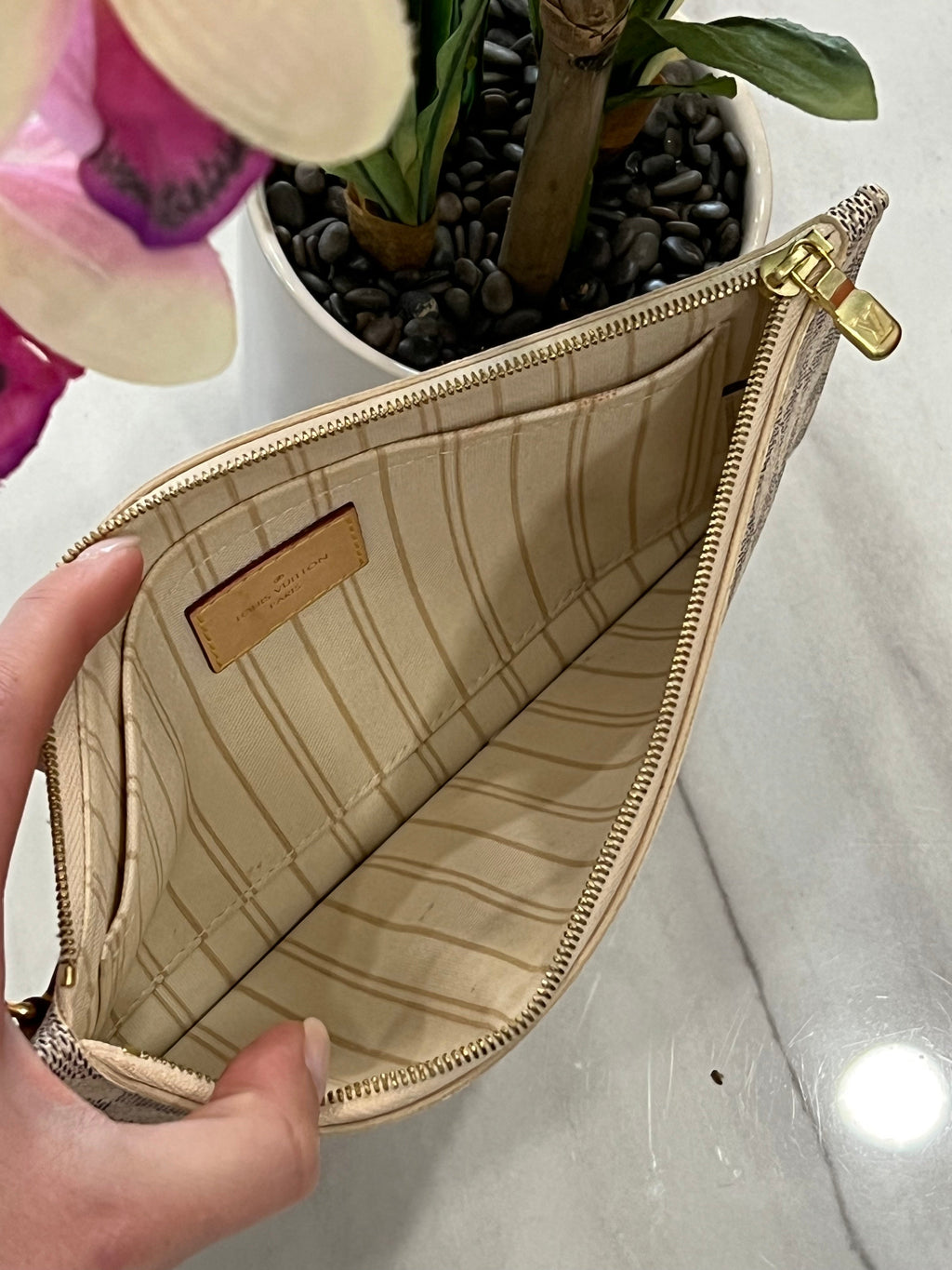 LOUIS VUITTON DAMIER AZUR NEVERFULL MM GM POCHETTE