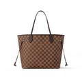 LOUIS VUITTON DAMIER EBENE NEVERFULL MM TOTE BAG CERISE RED