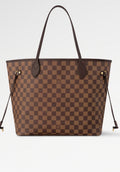 LOUIS VUITTON DAMIER EBENE NEVERFULL MM TOTE BAG CERISE RED