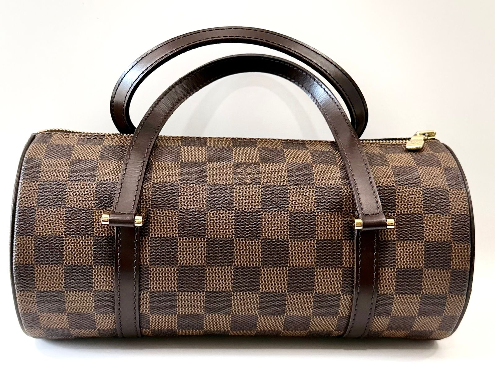 LOUIS VUITTON DAMIER EBENE PAPILLON 26 CYLINDER BAG