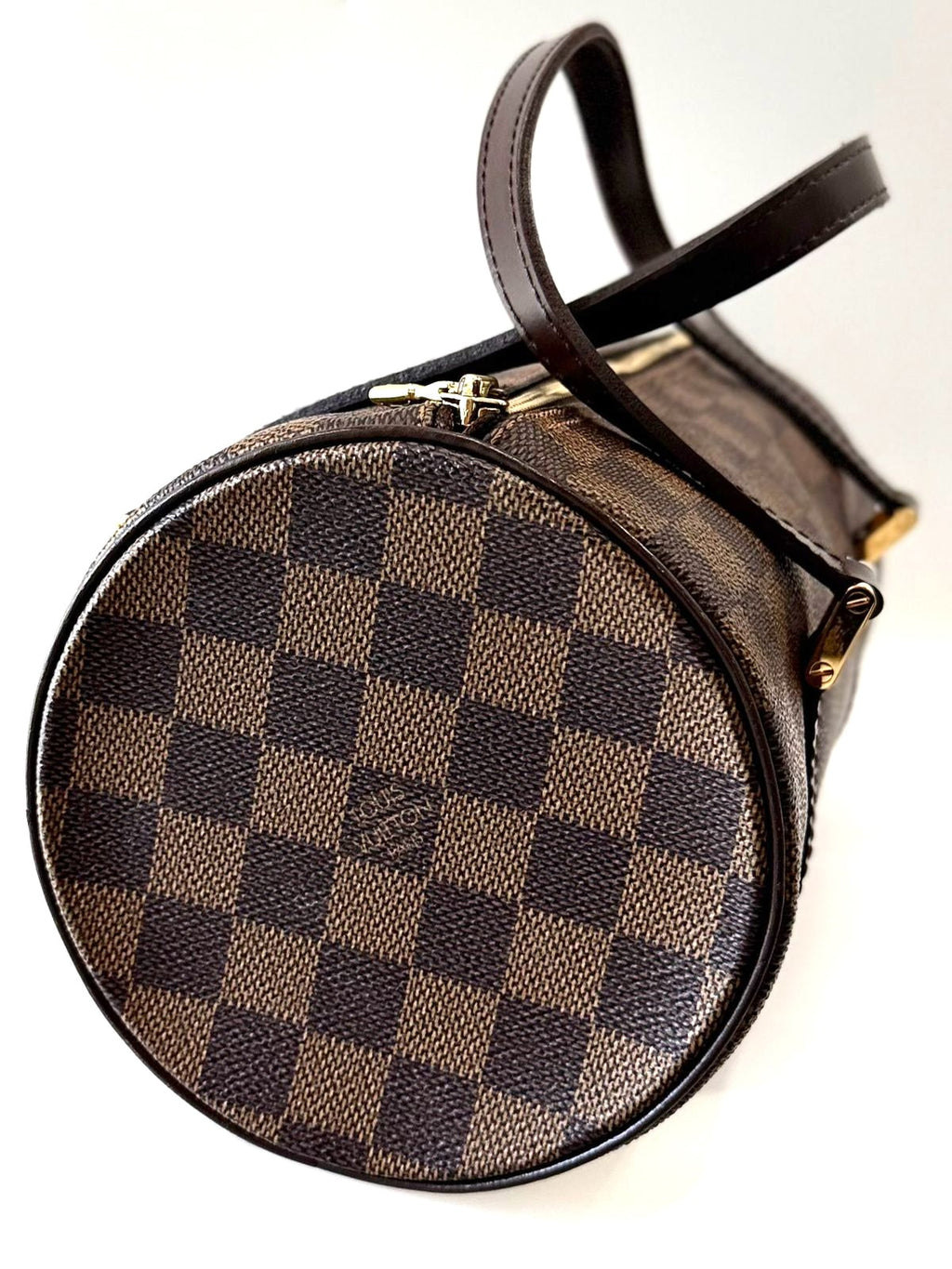 LOUIS VUITTON DAMIER EBENE PAPILLON 26 CYLINDER BAG