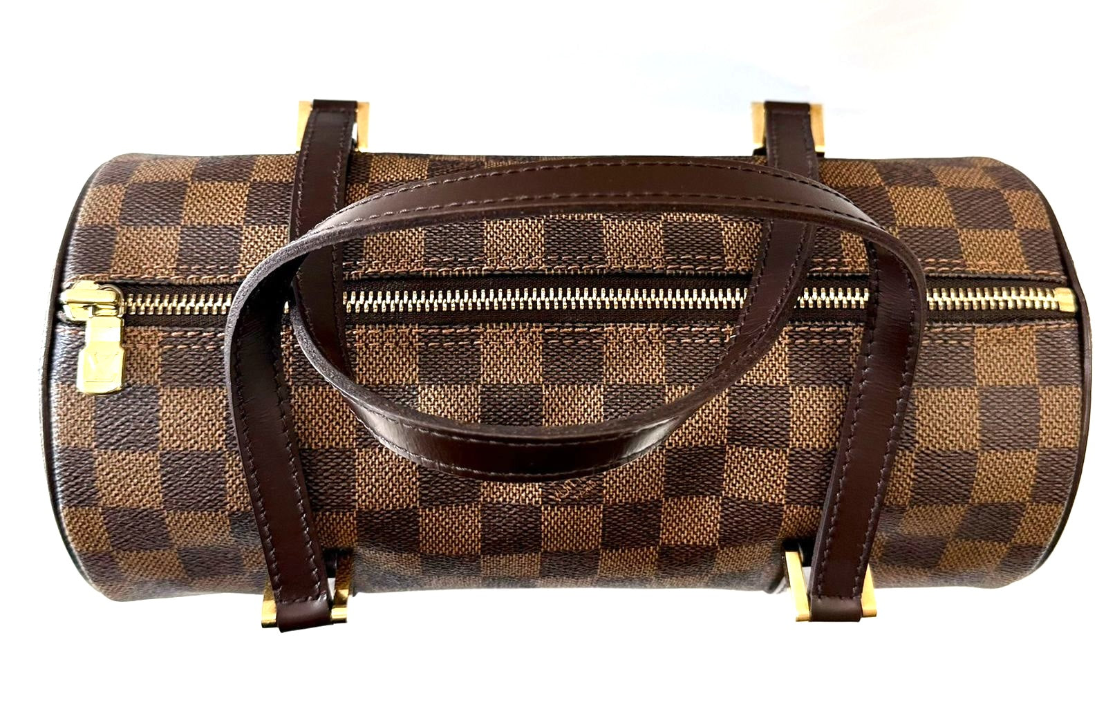 LOUIS VUITTON DAMIER EBENE PAPILLON 26 CYLINDER BAG