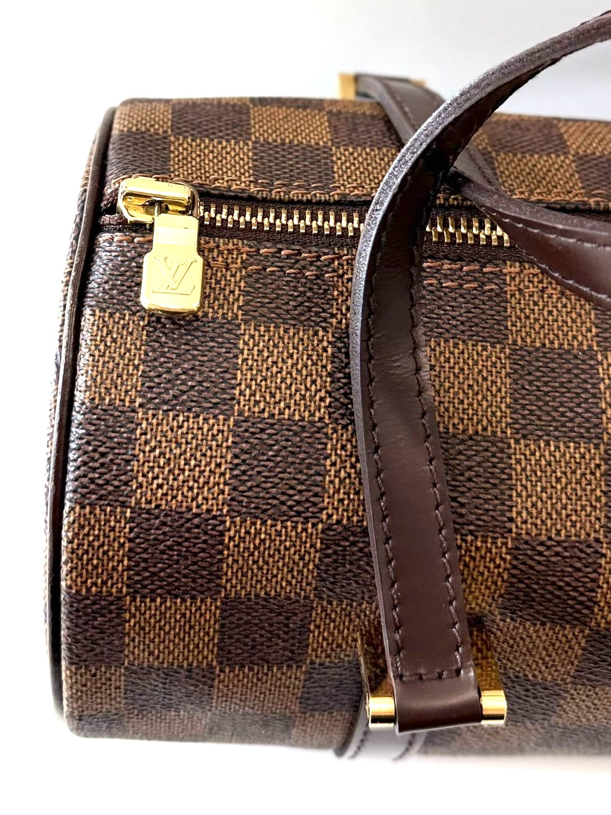 LOUIS VUITTON DAMIER EBENE PAPILLON 26 CYLINDER BAG