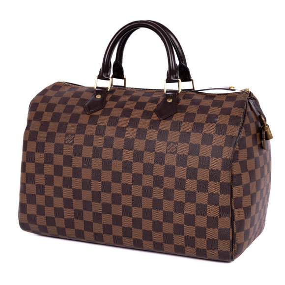 LOUIS VUITTON DAMIER EBENE SPEEDY 35 HANDBAG