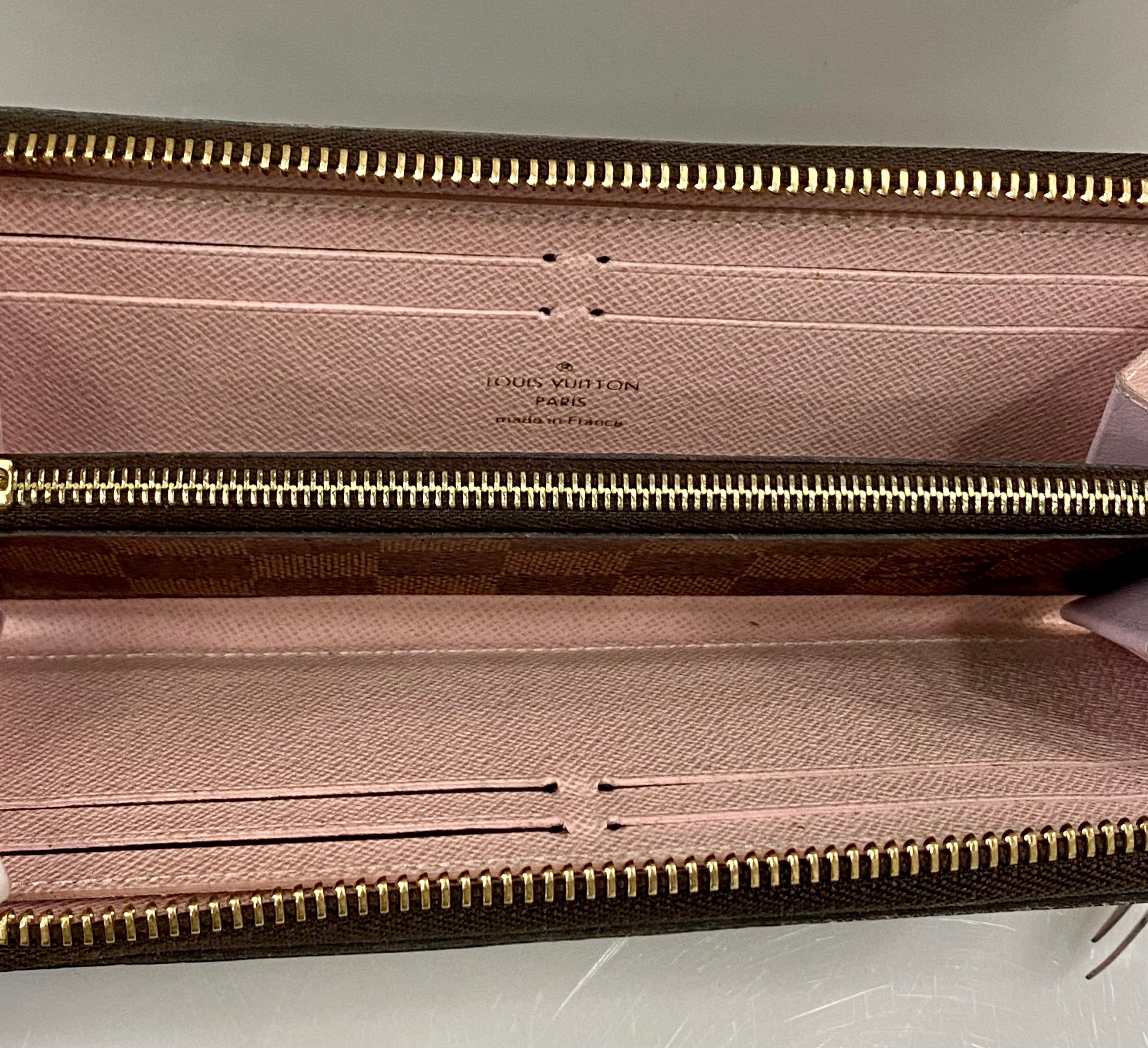 LOUIS VUITTON PORTEFEUILLE CLÉMENCE WALLET DAMIER EBENY ROSE BALLERINE