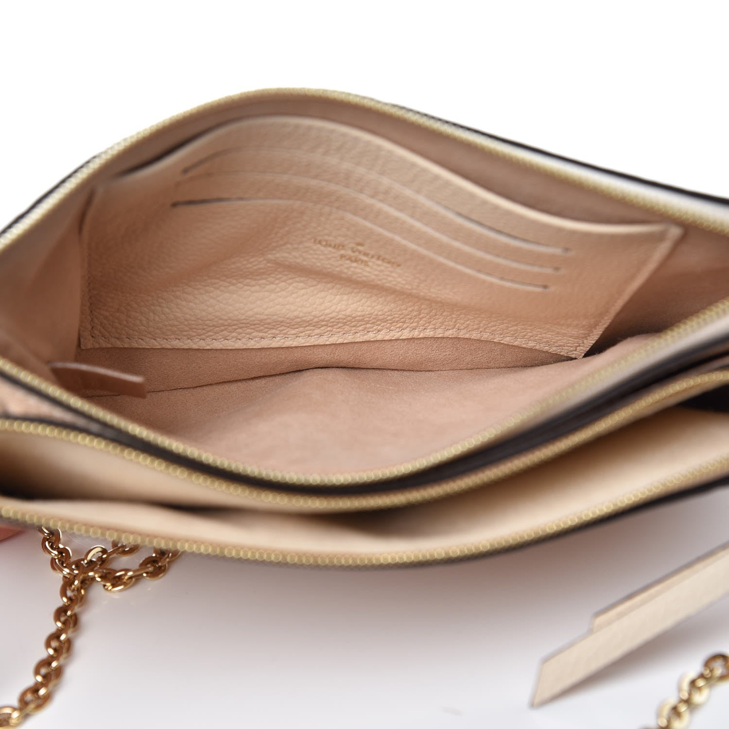 LOUIS VUITTON DOUBLE ZIP MONOGRAM EMPREINTE POCHETTE ON CHAIN