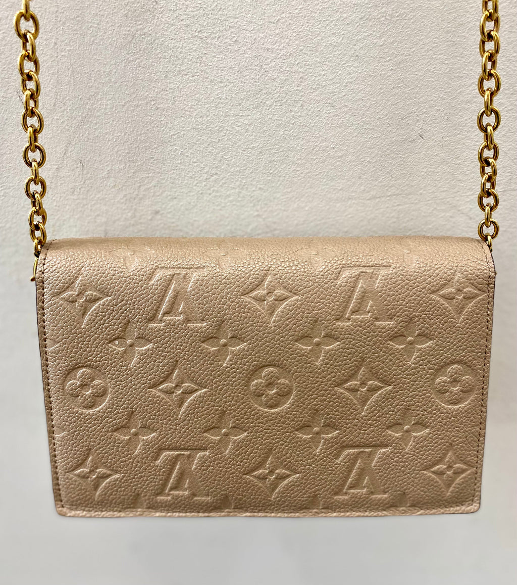 LOUIS VUITTON EMPREINTE LEATHER VAVIN WALLET ON CHAIN