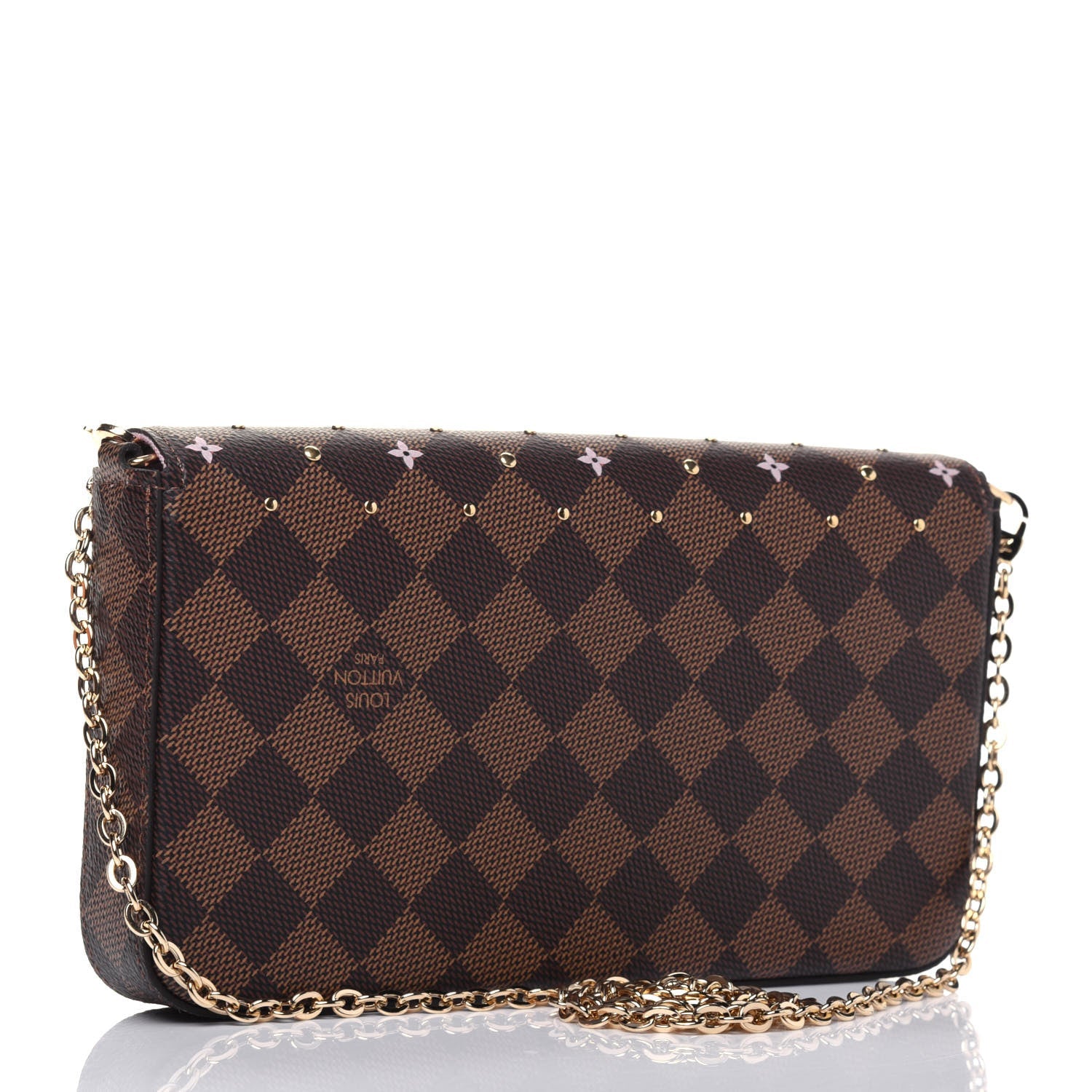 LOUIS VUITTON DAMIER EBENE FLOWER STUDDED FELICIE POCHETTE