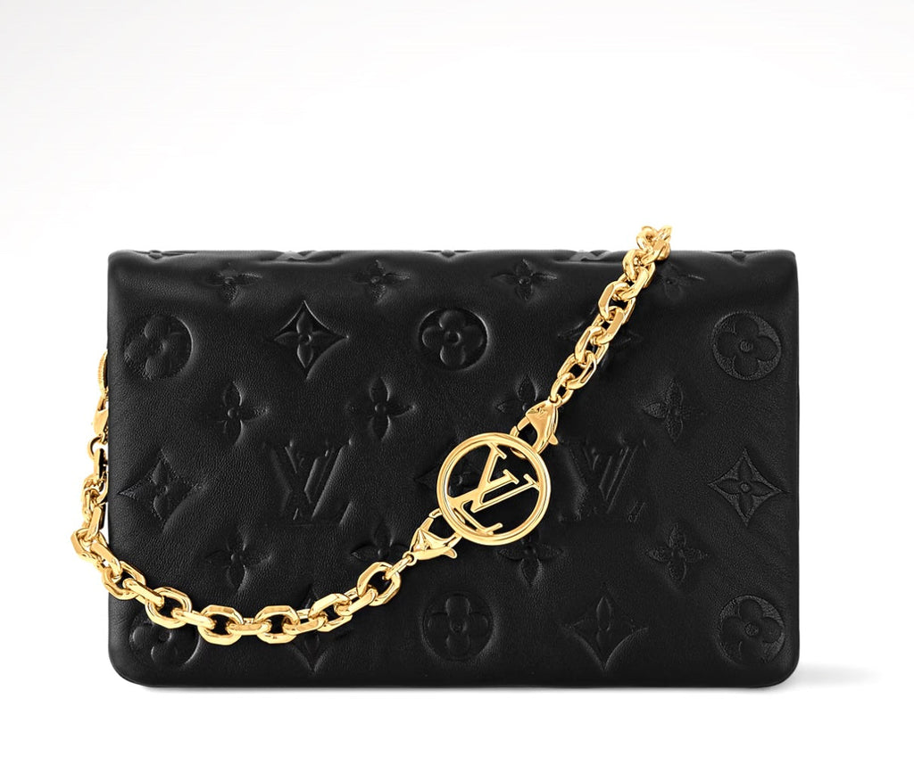 LOUIS VUITTON EMBOSSED MONOGRAM LAMBSKIN LEATHER COUSSIN POCHETTE
