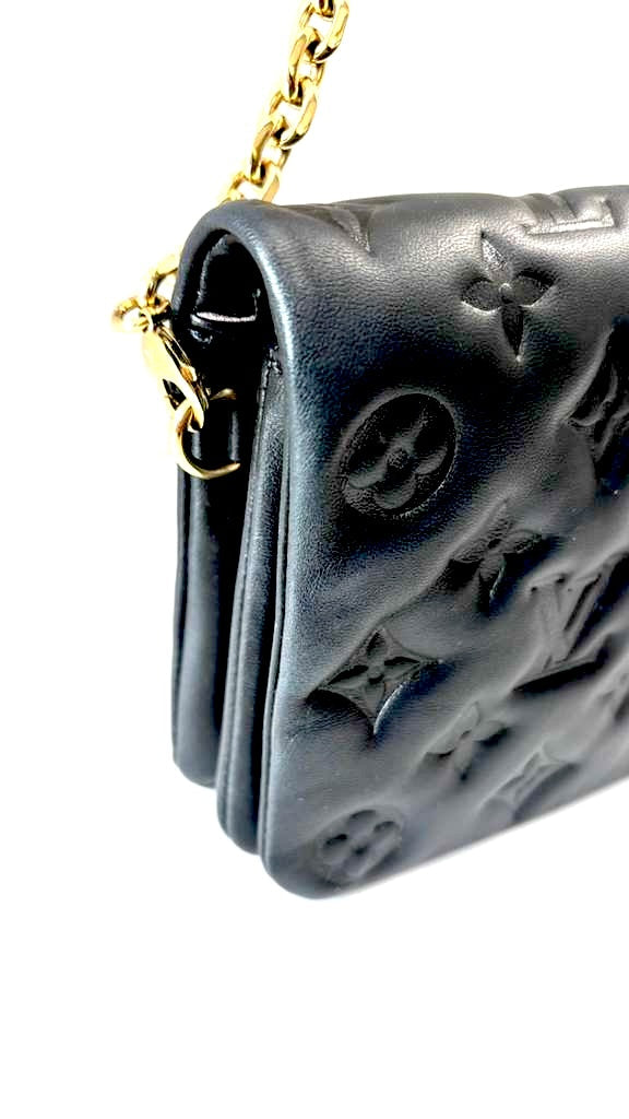 LOUIS VUITTON EMBOSSED MONOGRAM LAMBSKIN LEATHER COUSSIN POCHETTE