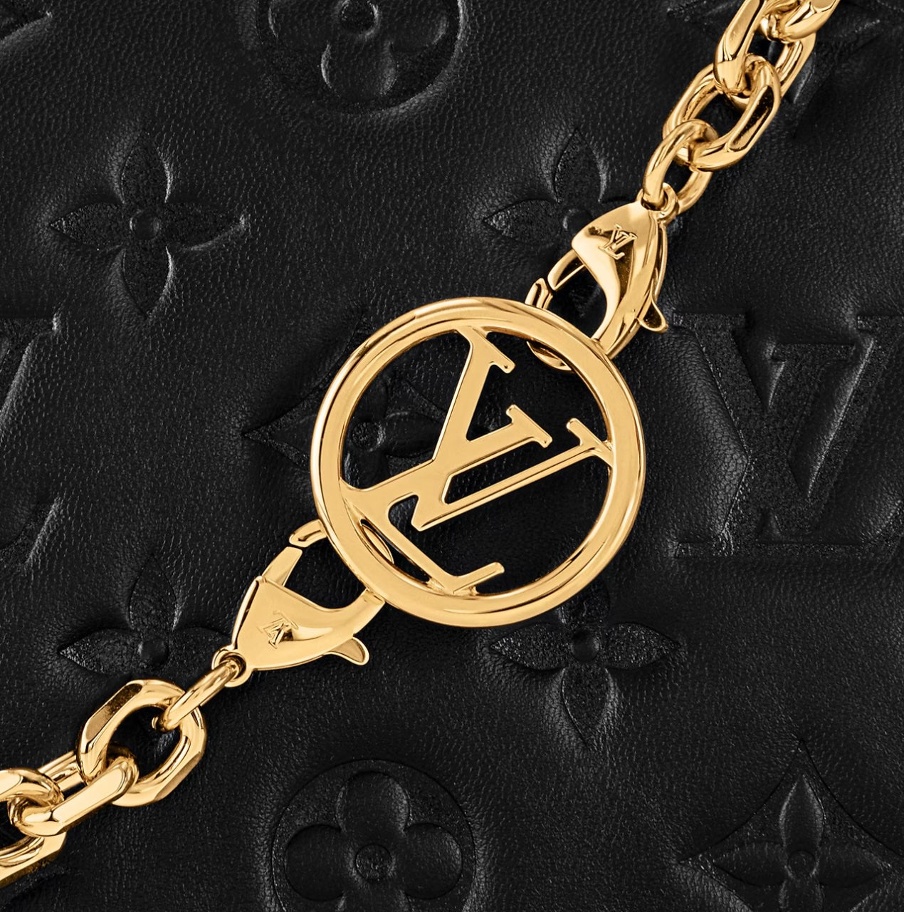 LOUIS VUITTON EMBOSSED MONOGRAM LAMBSKIN LEATHER COUSSIN POCHETTE