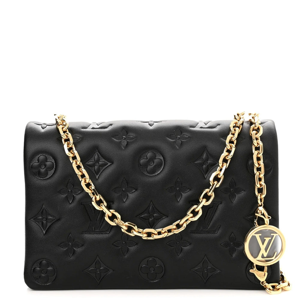 LOUIS VUITTON EMBOSSED MONOGRAM LAMBSKIN LEATHER COUSSIN POCHETTE