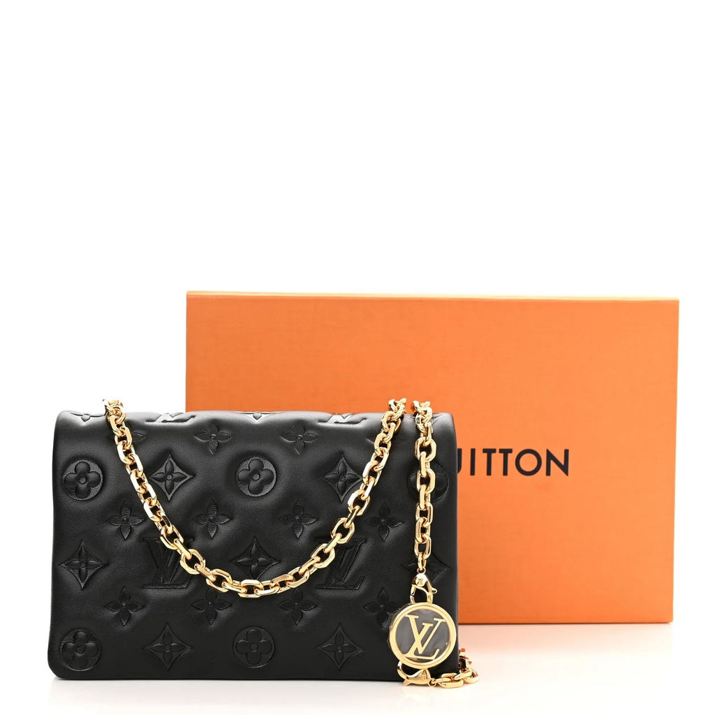 LOUIS VUITTON EMBOSSED MONOGRAM LAMBSKIN LEATHER COUSSIN POCHETTE